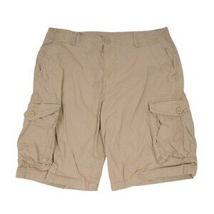 Old Navy Mens Cargo Pockets Shorts Size 34 Khaki Tan Beige Cotton Flat Front